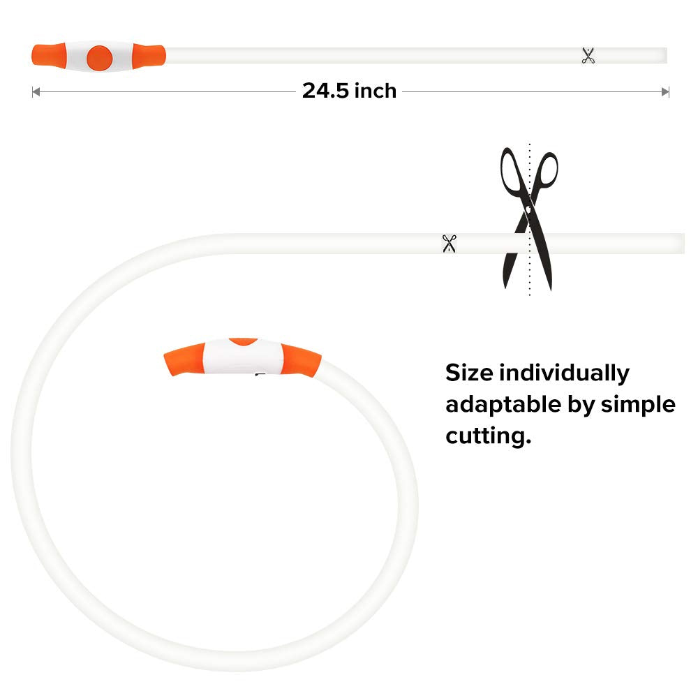 Bseen Led Dog Collar, Usb Rechargeable Glowing Pet Collar, Tpu Cuttable Dog Safety Lights For Small Medium Large Dogs (Orange),7