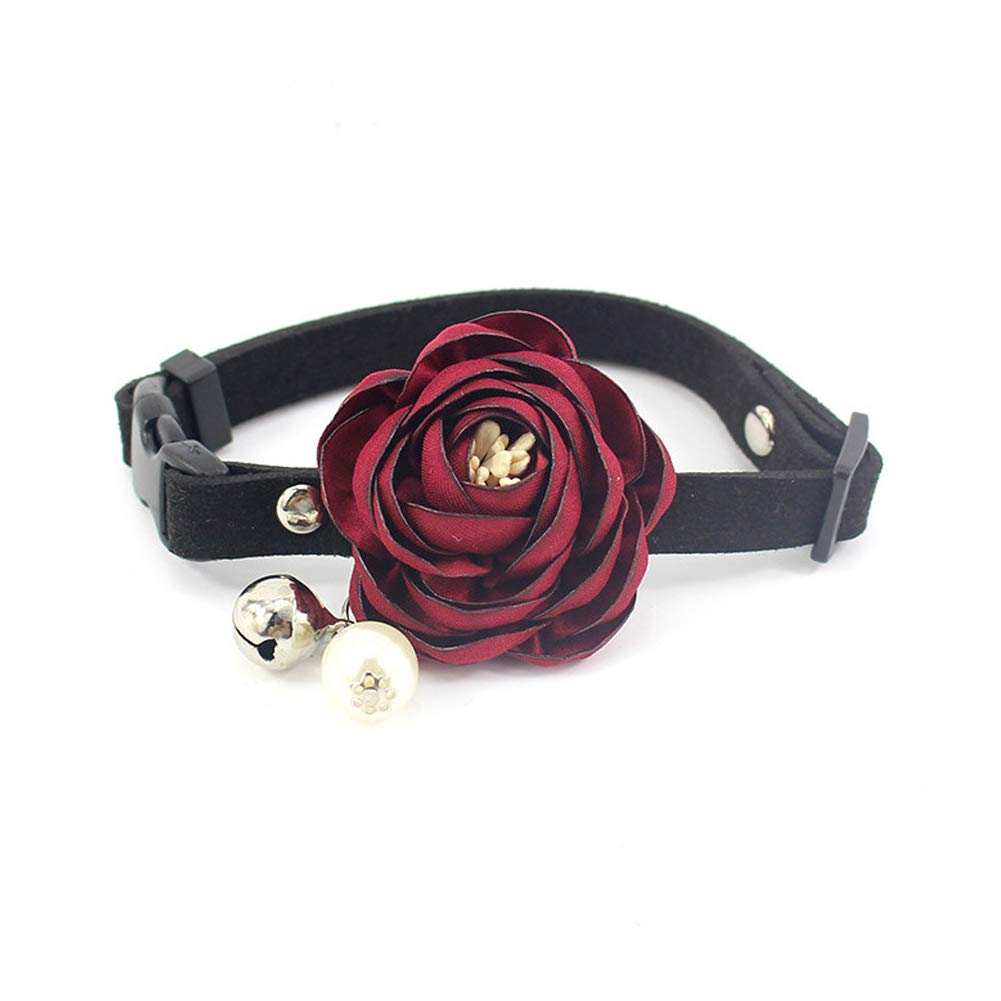 Petfavorites Peony Flower Cat Dog Collar Bow Tie - Suede Puppy Necklace With Bell Pearl - Chihuahua Yorkie Clothes Costume Outfi
