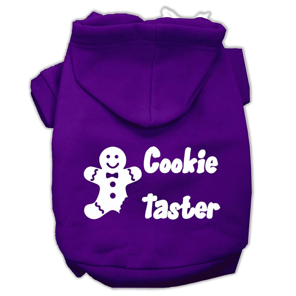 Christmas Pet Dog & Cat Hoodie Screen Printed, Cookie Taster Purple XL (14-20 lbs.)