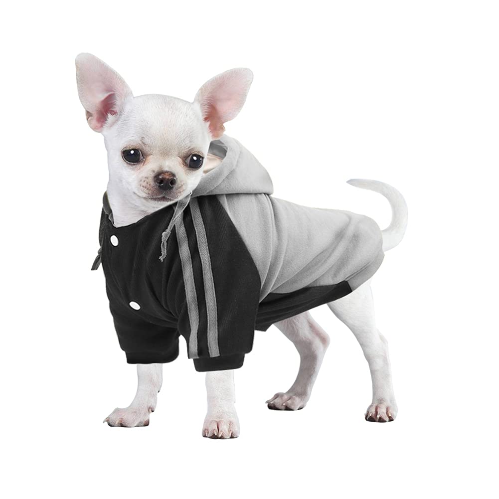 Feimax Dog Hoodie Clothes Warm Hoodies Coat Pet Winter Hooded Puppy Sweaters Adjustable Sweater Shirt For Small Medium Dogs Doggy Hoody Shirts Outfits (Grey, Small)