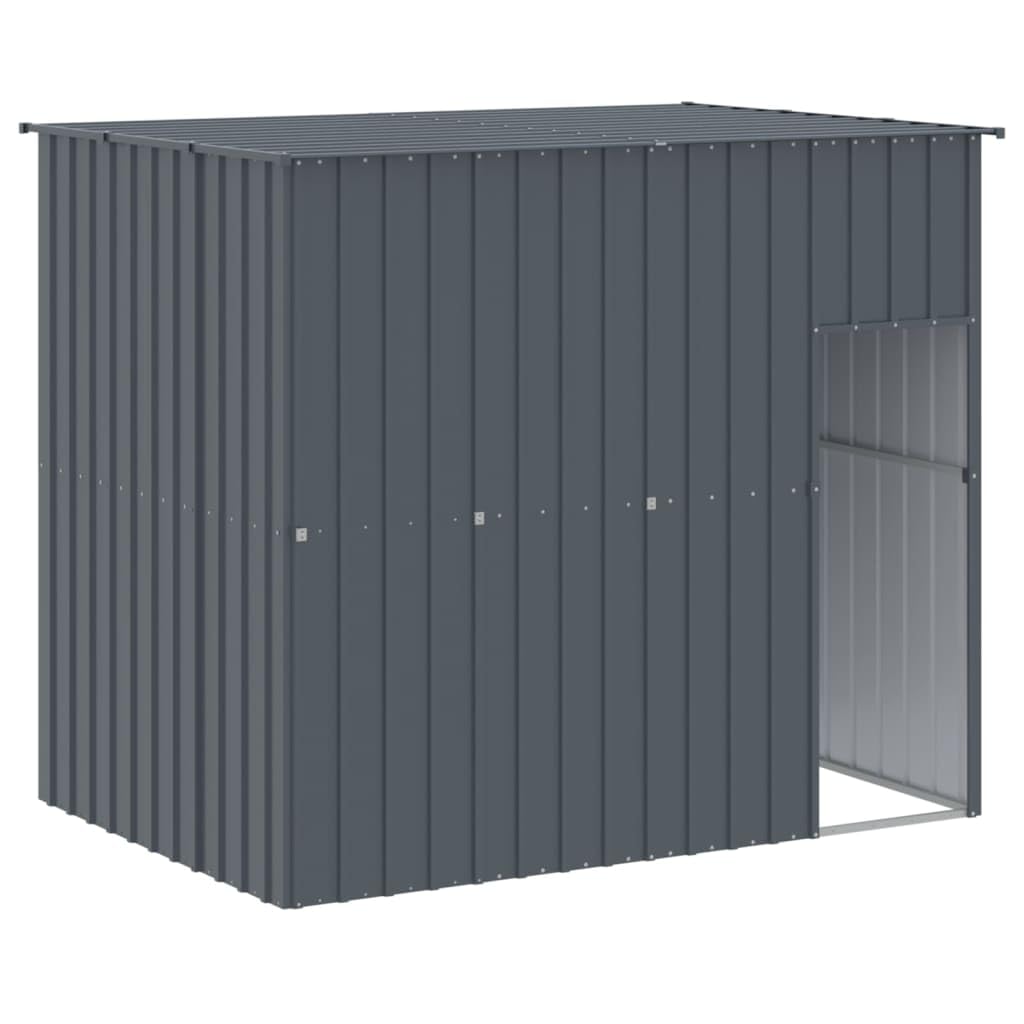 vidaXL Dog House with Run Anthracite 84.3x501.2x71.3 Galvanized Steel
