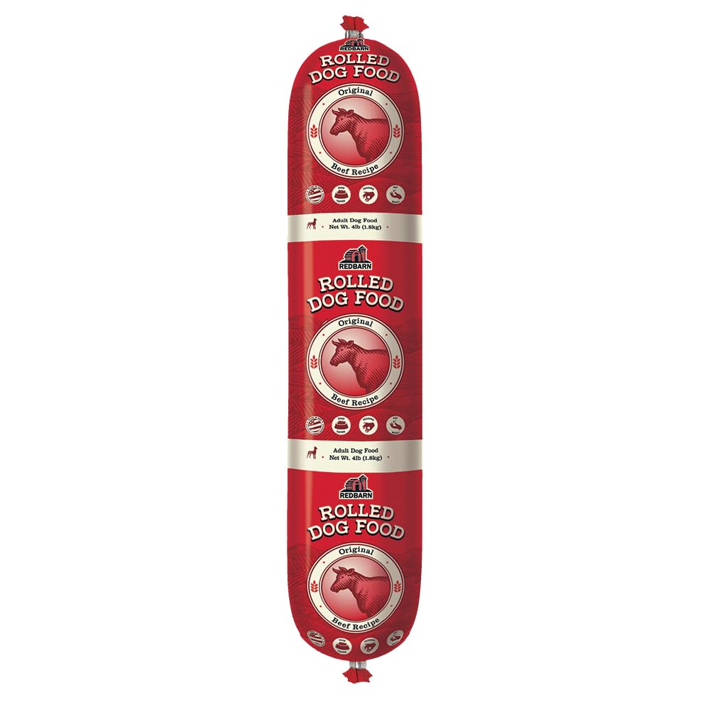 Redbarn Pet Products Premium Rolled Dog Food, Semi-Moist, Beef Recipe - High Protein Full Feed, Topper, Training Treat, or Pill 