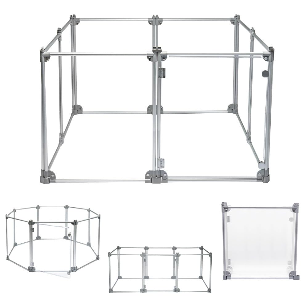 Front Row Foldable Dog Playpen - Durable And Portable Puppy Playpen For Exercise, Rest & Play - Clear Fence Panels With Aluminum