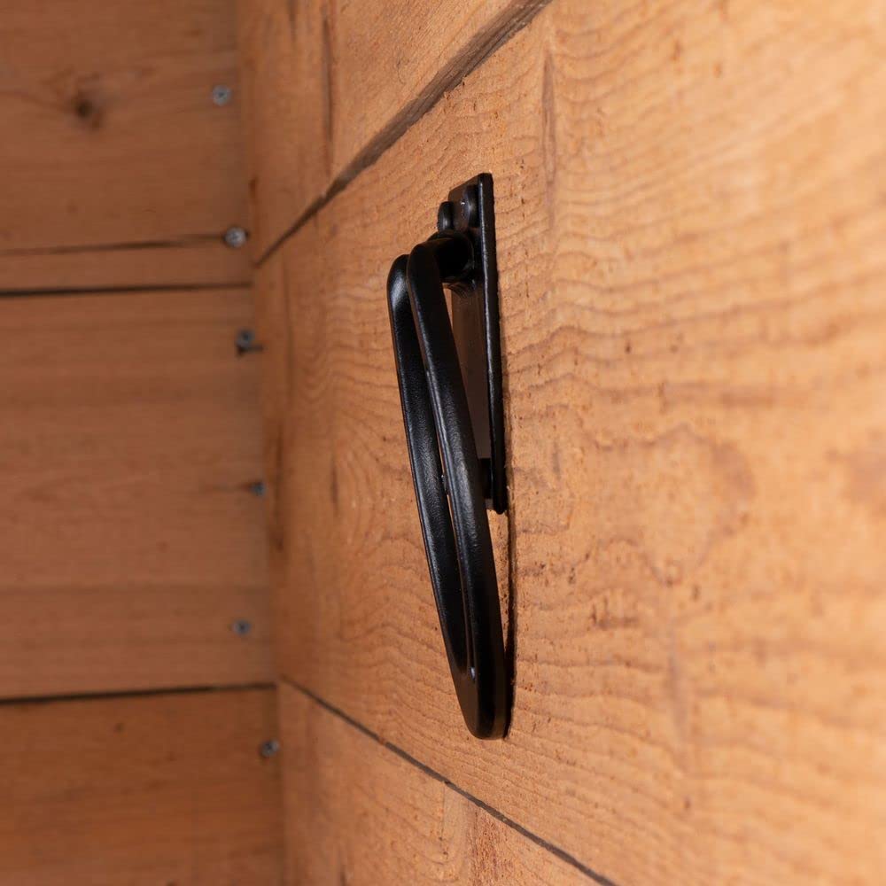 EASY-UP Horseshoe Cross Tie Ring | Ideal for Horse Stables | Stylish & Functional | Secure Mounting | Durable Black Powder Coate