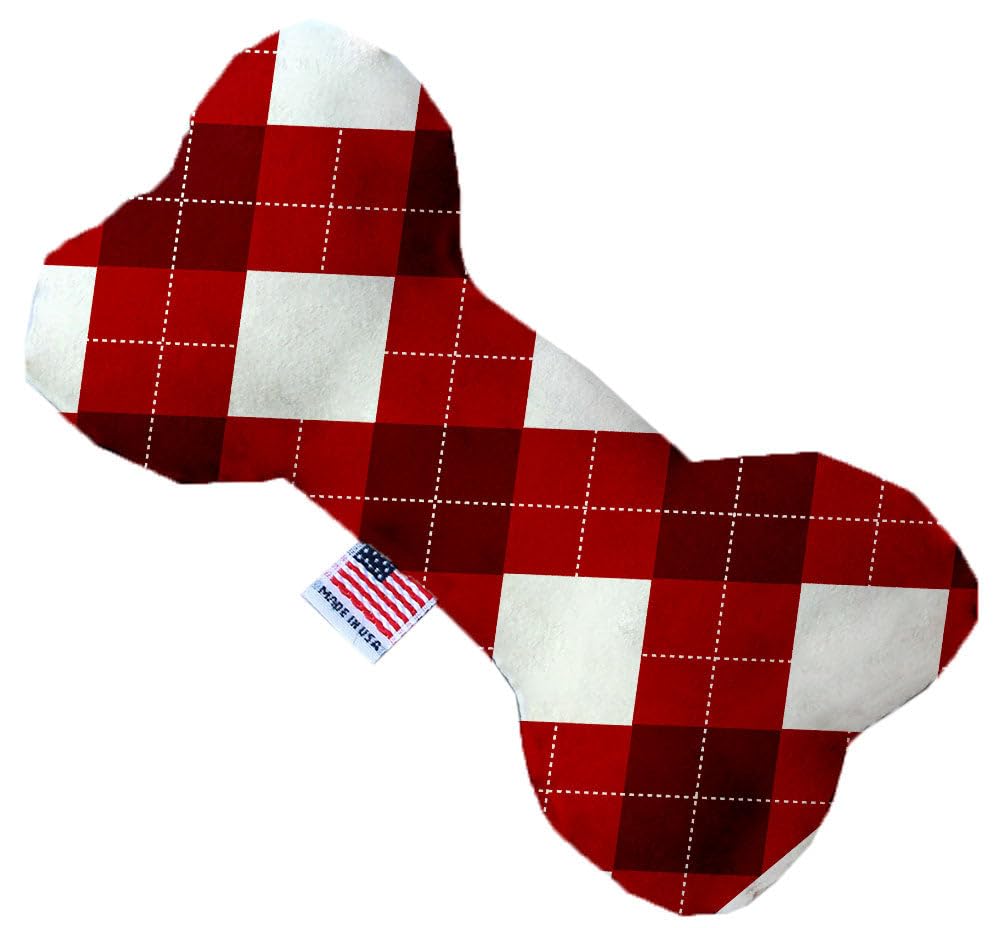 Pet and Dog Plush Heart or Bone Toy, &quot;Christmas Patterns Group&quot; (Available in different sizes, and 11 different pattern options!) Candy Cane Argyle 10&quot; Plush Bone