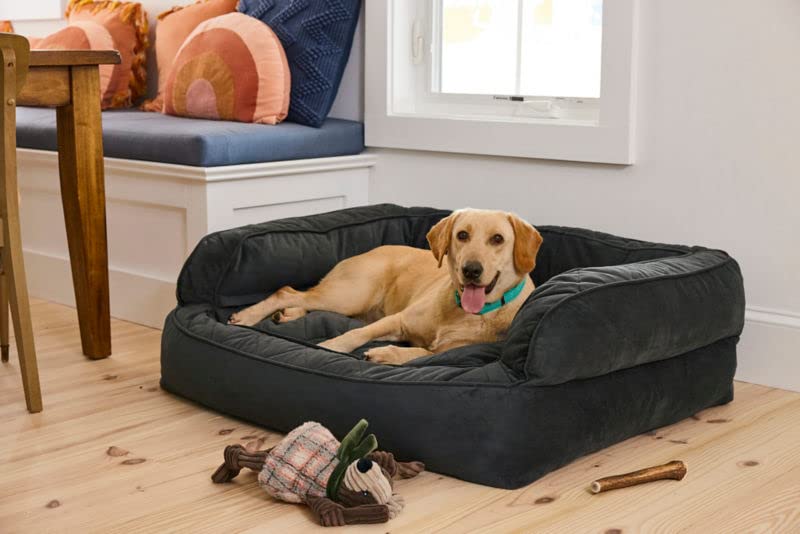 Orvis ComfortFill-Eco Medium Couch Dog Bed, Slate - Eco-Friendly Polyester Material
