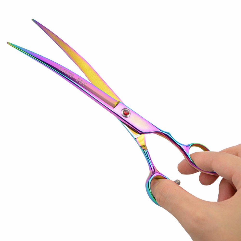 Lilys Pet Professional Pet Dog Grooming Coated Titanium Scissors Suit Cutting&Curved&Thinning Shears (8.0 Inches, Rainbow)