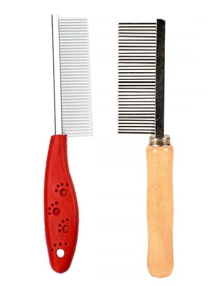 Psk Pet Mart Pets Single Side Stainless Steel Pin Dog Grooming Brush With Flea Comb Pet Cat Dog Lice Comb Nit Remover Grooming B