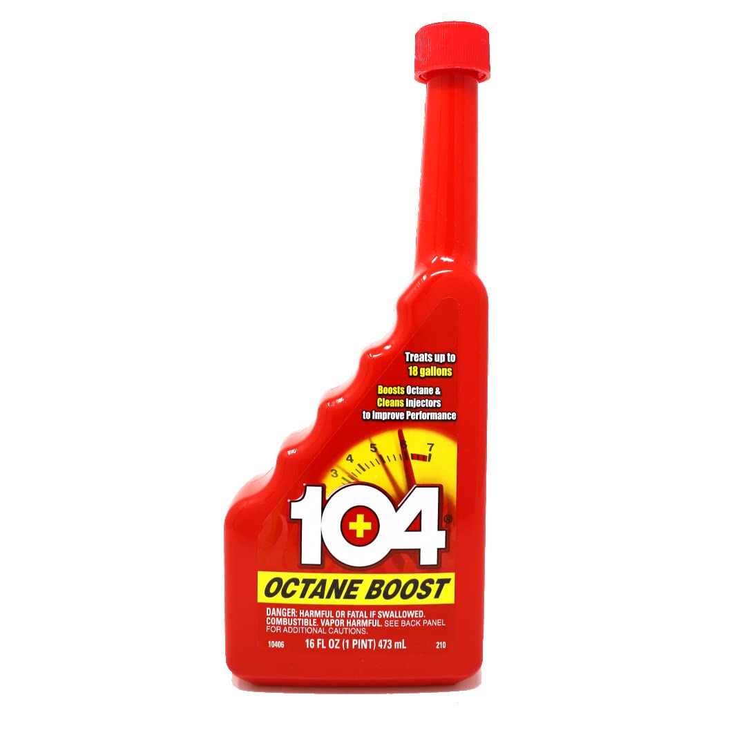 104+ Performance (10406) Octane Boost - Boosts Octane And Cleans Injectors To Improve Engine Performance - Improve Gas Mileage - 1 Bottle Treats Up To 18 Gallons, 16 Fl. Oz.