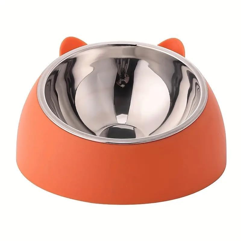 Cloudtab Elevated Cat & Dog Feeding Bowl 30 Tilted Bevel Stainless Steel Pet Food Bowl For Cats, Kittens & Puppies AntiSlip Des