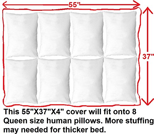 Dogbed4Less Diy Pet Bed Pillow Brown Microsuede Duvet Cover And Waterproof Internal Case For Dog At 55X37X4 Inch - Covers Only