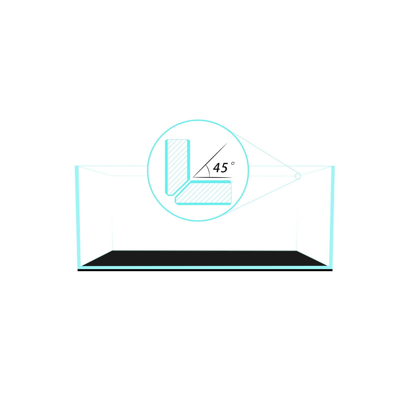 Fzone 6.4 Gal Shallow Rimless Low Iron Fish Tank Nova Clear Ultra-White 45 Mitered Edges Translucent Glass Anata Series Aquarium