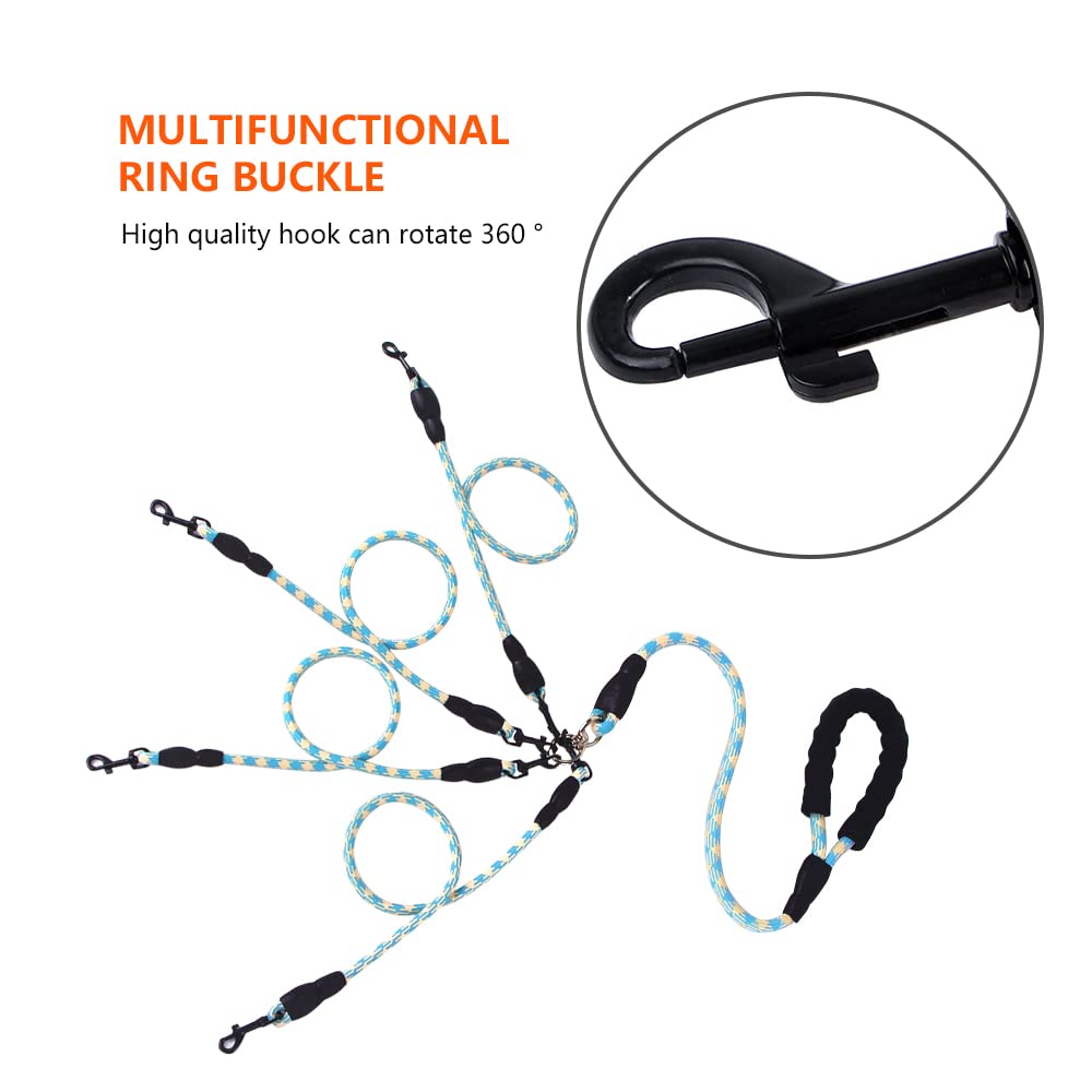 Four Dog Training Leash With Reflective, 360 Swivel No Tangle, Comfortable For Large Medium Small Dogs (Blue, Four Leashes)