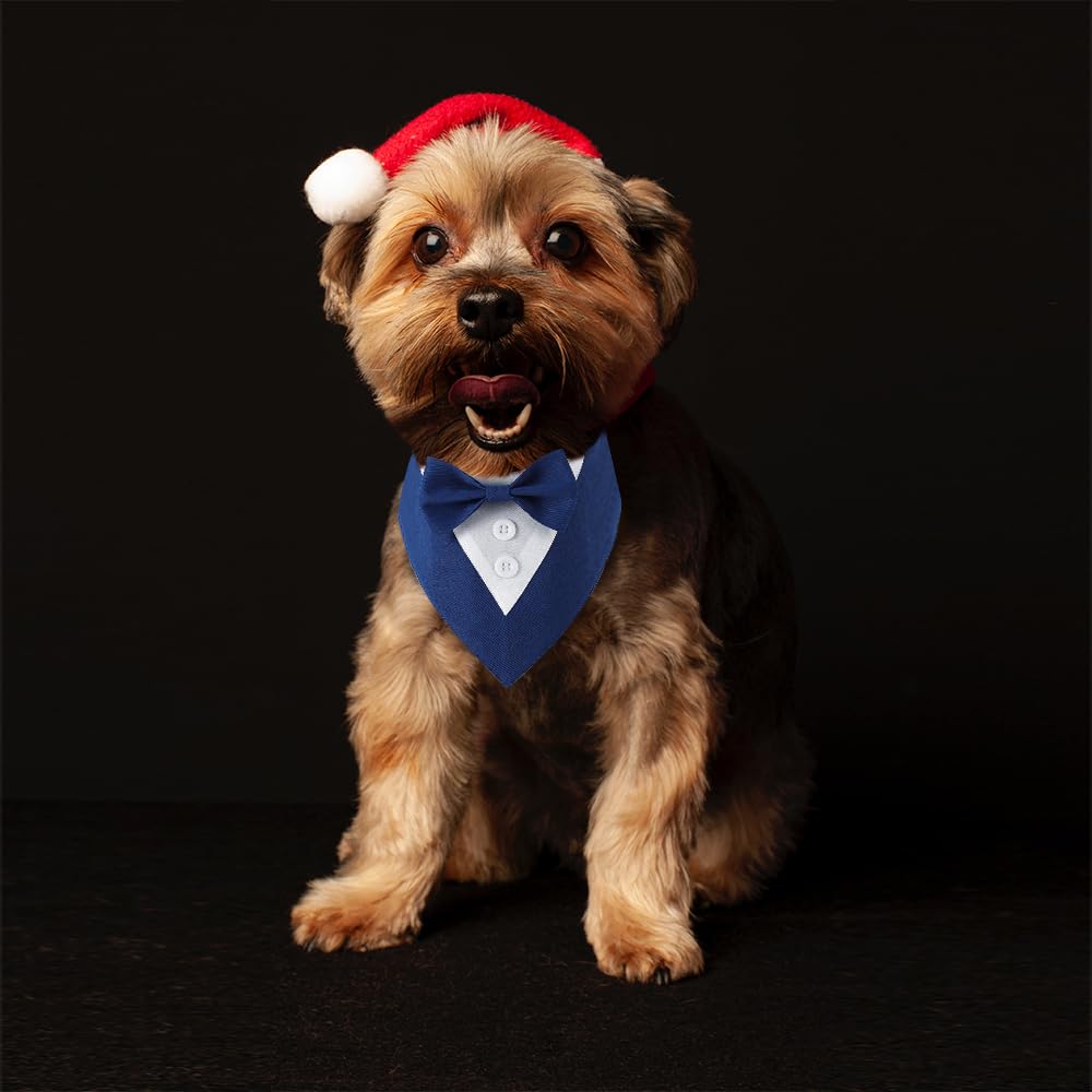 Dogtact Tuxedo Bandana, Adjustable Pet Collar With Bow For Small, Medium And Large Dogs, Formal Wedding Clothing, Birthday Gifts