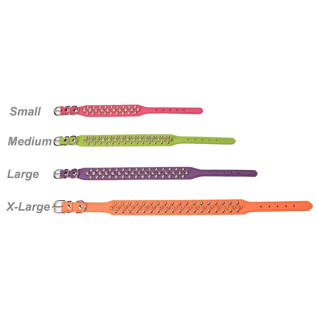 Aolove Mushrooms Spiked Rivet Studded Adjustable Microfiber Leather Pet Collars For Cats Puppy Dogs (10.6'-13' Neck, Rose Red)
