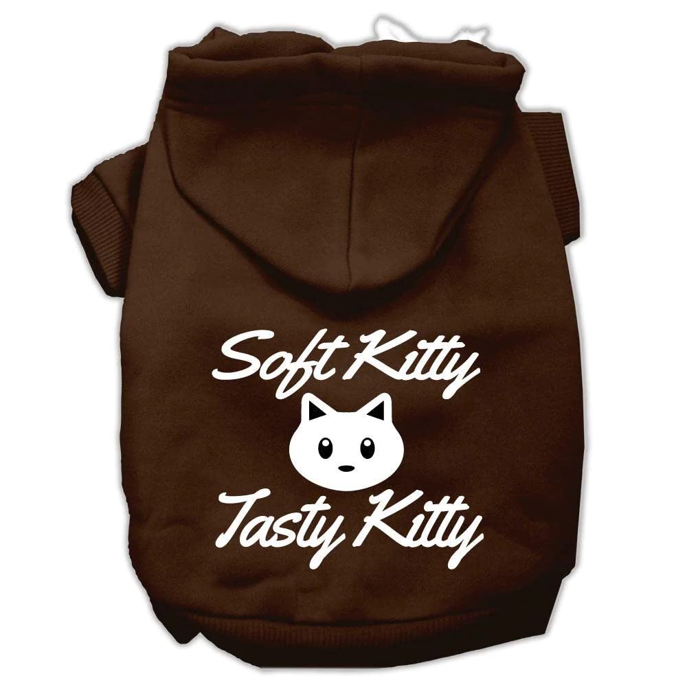 Pet Dog & Cat Hoodie Screen Printed, 'Soft Kitty, Tasty Kitty' Baby Blue Xs (0-3 Lbs.)
