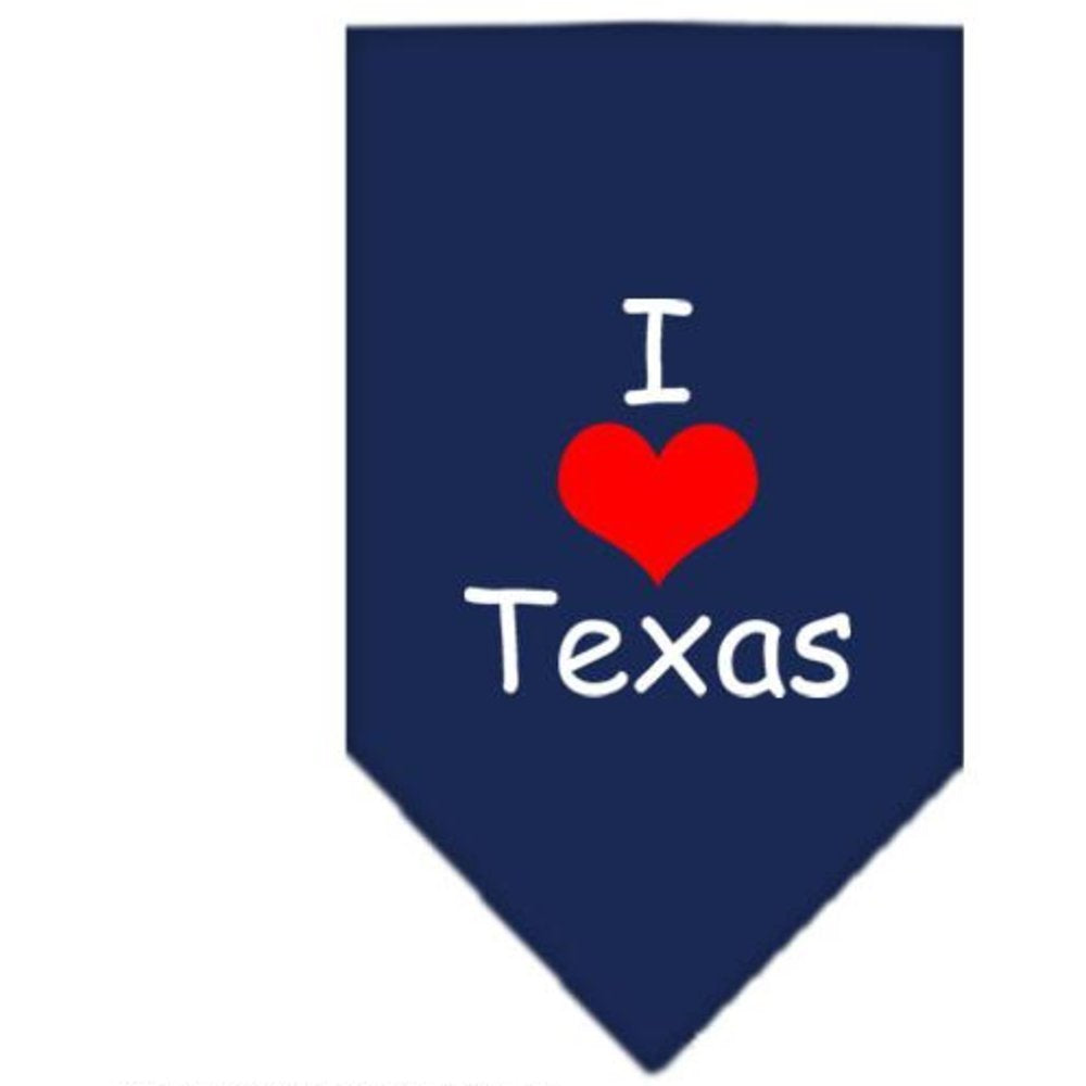 Mirage Pet Products I Heart Texas Screen Print Bandana for Pets, Large, Navy Blue