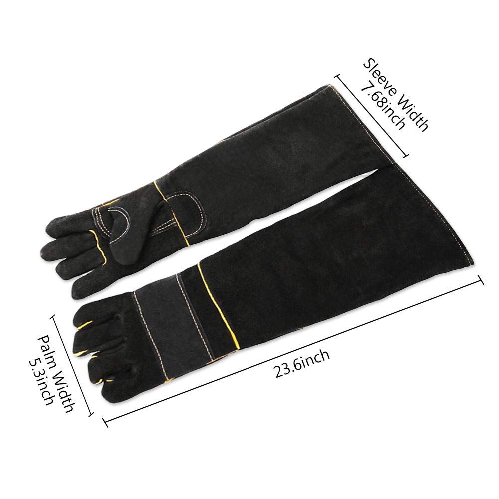 Ybb Animal Handling Anti-Bite/Scratch Gloves For Dog Cat Bird Parrot Pet (Black)