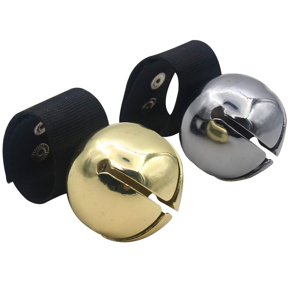 Scenereal Large Dog Collar Bell For Training, Hiking, Walking, Hunting, Pet Tracker, 2 Pack 1.5' Extra Loud Pet Bell For Save Wildlife And Birds (Bear Bell, Cow Bell) Gold | Silver