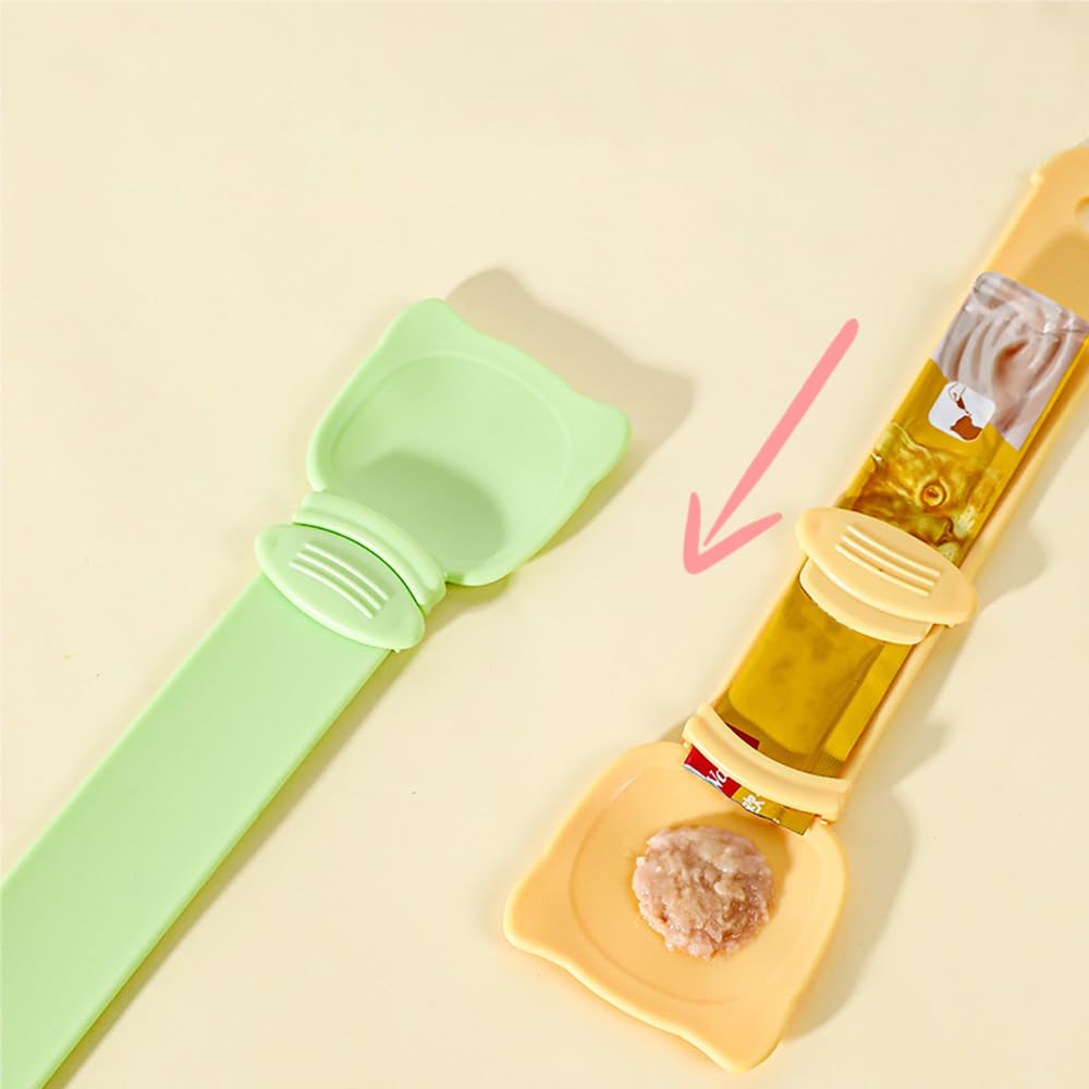 Arvintas 3Pcs Cat Strip Feeder Spoon, Sliding Pet Treat Spoon Squeeze, Easy Feeding Pet Spoon For Puree And Bisque Delectables L