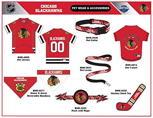 NHL Chicago Blackhawks Tee Shirt for Dogs & Cats, X-Small. - Are You A Hockey Fan? Let Your Pet Be An NHL Fan Too!
