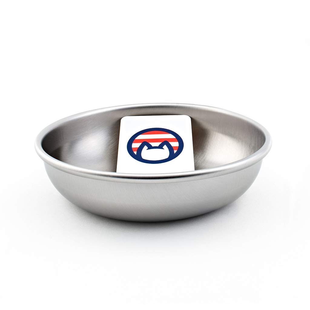Stainless Steel Cat Bowl for Food & Water by Americat - Made in USA - Dishwasher Safe, Human Grade, Whisker Friendly Dish (1 Bow