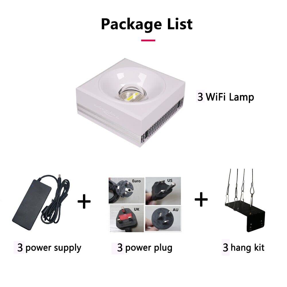 Popbloom 3Pcs Rl90 Aquarium Led Reef Light 300W, Program Full Spectrum Marine Aquarium Led For 50-72Inch Saltwater Coral Sps/Lps Mixed Reef Fish Tanks (3 Lamp With Hang Kit)