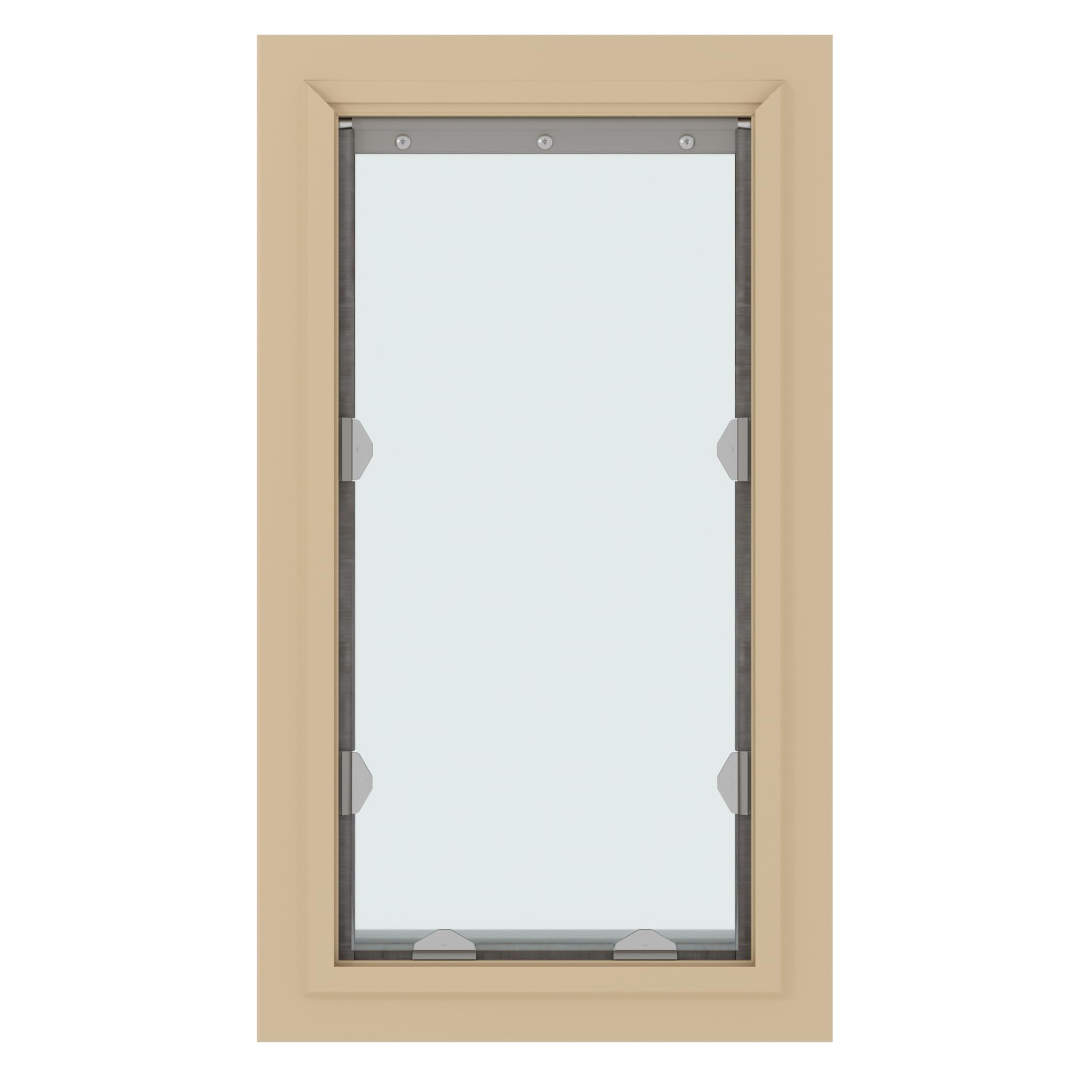 Liberty Pet Door For Doors | Clear Vinyl Dog & Cat Flap For Interior & Exterior Doors | Durable Rust-Free Aluminum Frame | Tan,