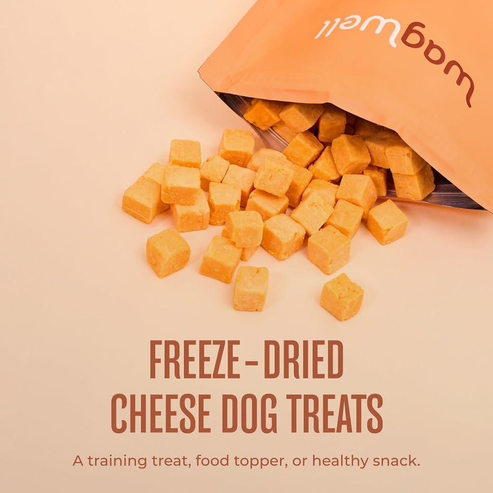 WagWell Freeze Dried Cheese Dog Treats - Grain-Free, High-Protein Pasteurized Dog Treats Made in The USA - Human-Grade, Minimall