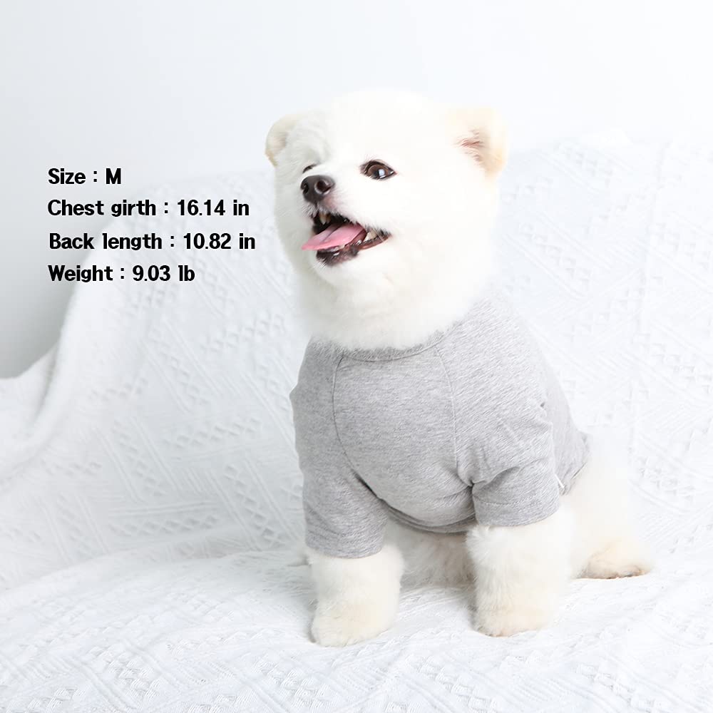 Lucky Petter Dog Shirt For Small Dogs Plain T-Shirts Soft Breathable Dog Cotton Shirt Pet Clothes (Medium, Gray)