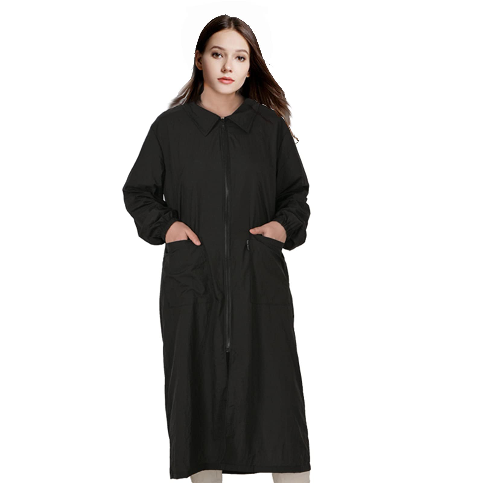 Grooming Smock, Long Length Pet Grooming Workwear With Pockets, Lightweight Anti Static Hairdresser Smock Barber Jacket