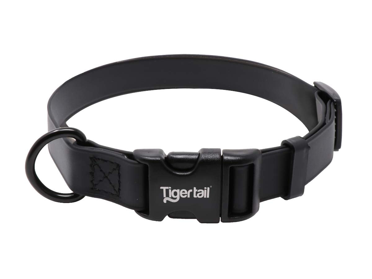 Tiger Tail Urban Nomad Dog Collar | Waterproof, Odor Proof, Durable, Anti-Mat & Lightweight | Premium Coated Nylon | For Large, Medium & Small Breed Pets | Black, Medium