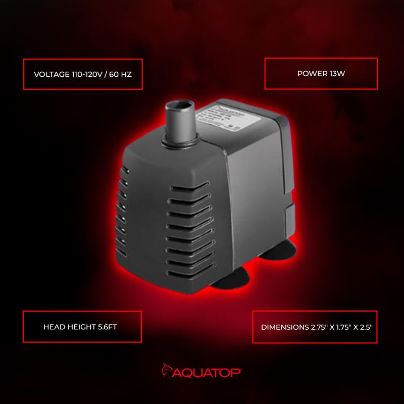 Aquatop Maxflow Submersible Aquarium Pump 237 Gph – Adjustable Flow Rate For Fish Tanks, Sumps, Statuary, And Water Features, Swp-820