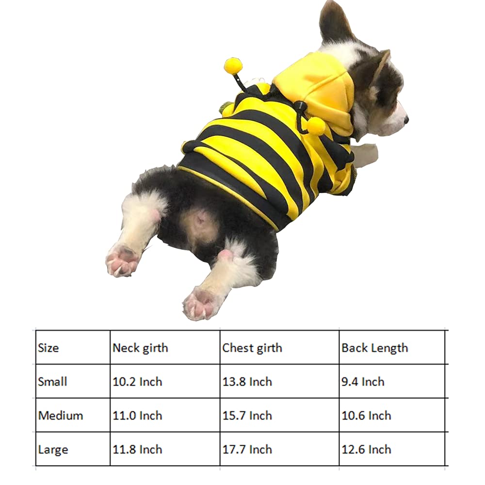 Anelekor Funny Dog Hoodies Sweatshirt Holiday Cat Sweater Warm Dog Clothes For Small Dog Yellow Cat Outfit Puppy Hooded Coat Pet Bee Costume For Halloween Christmas (Yellow, Xx-Large)