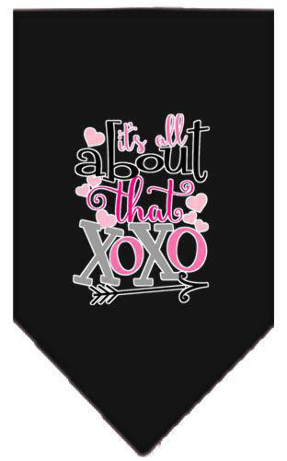 Pet and Dog Bandana Screen Printed, "It's All About That XOXO" Yellow Small