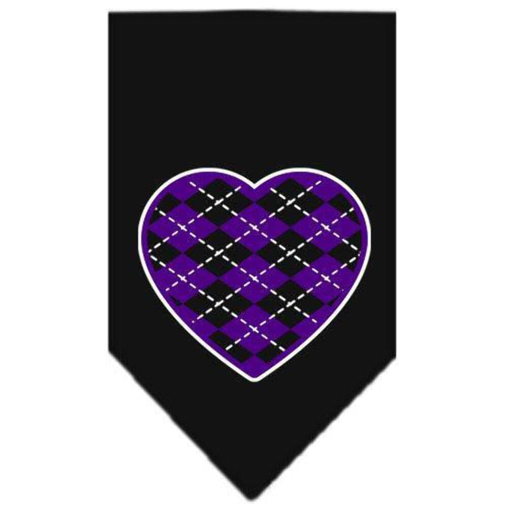 Mirage Pet Products Argyle Heart Purple Screen Print Bandana for Pets, Large, Yellow