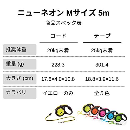 Flexi New Neon Tape Orange Medium 5M Retractable Dog Leash/Lead For Dogs Up To 25Kgs/55Lbs