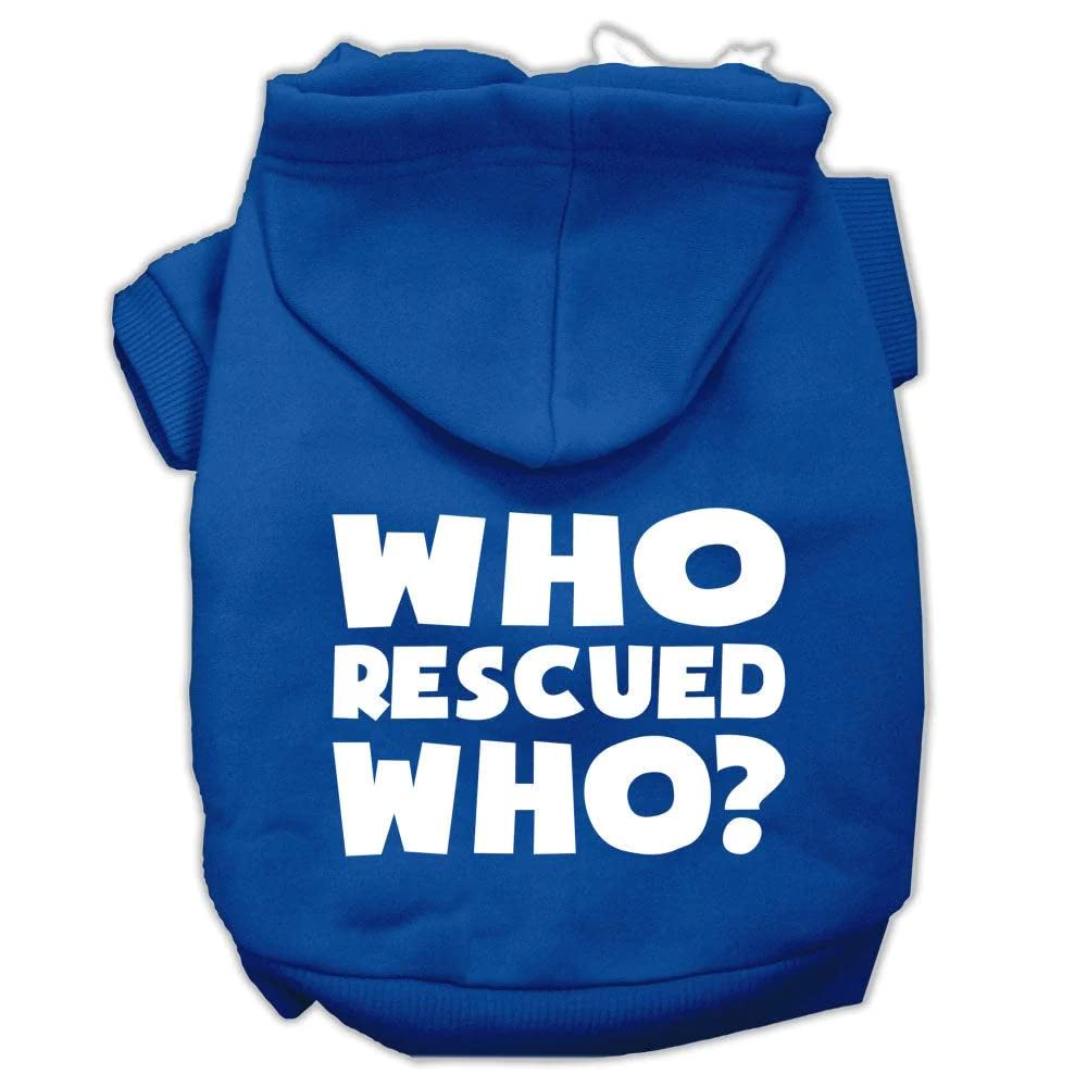 Mirage Pet Products Who Rescued Who Screen Print Pet Hoodies, Medium, Black