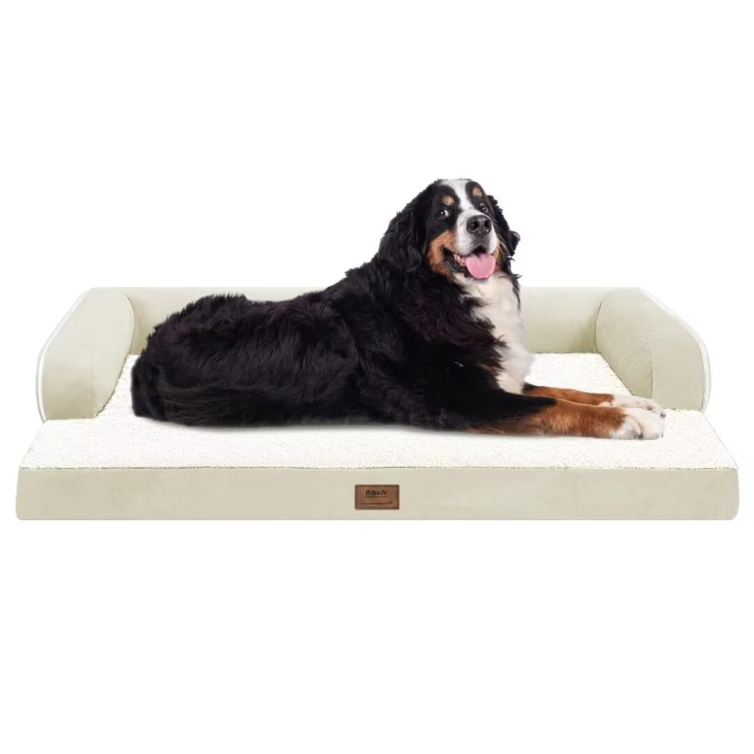 Large Dog Bed Orthopedic Washable - Beds Bolster Pet - Xxxl Large Big Dogs - Memory Foam - Couch Sofa Bed- Waterproof With Removable Cover - Beige Dog Bed