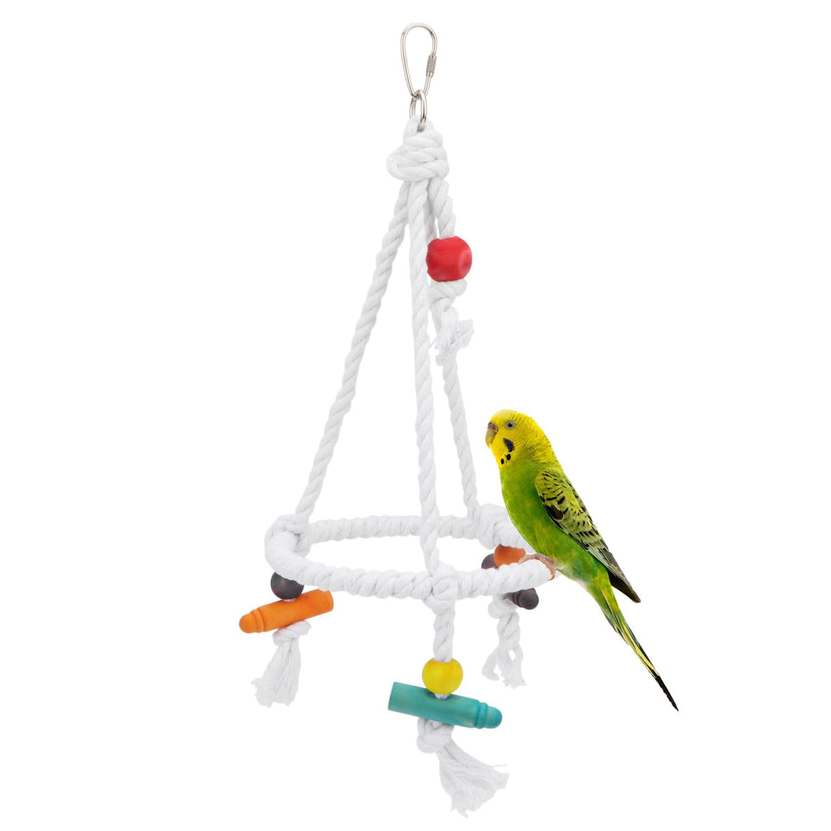 Hypeety Pet Bird Parrot Swing - Hanging Hammock For Parakeets, Budgies, Conures & Quaker Parrots - Cotton Rope Round Swing Toy