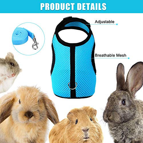 Satinior 2 Pieces Bunny Rabbit Harness With Leash Cute Adjustable Buckle Breathable Mesh Vest For Kitten Puppy Small Pets Animal Walking Accessories