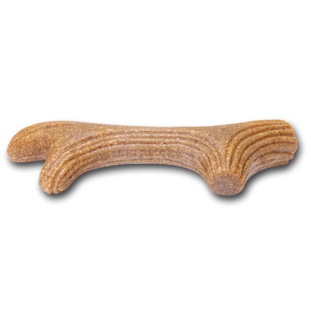 Gigwi Wooden Antler Dog Chew Toy, Natural Wood With Raised Surfaces For Teeth Cleaning, Safe, EcoFriendly LongLasting Chew For