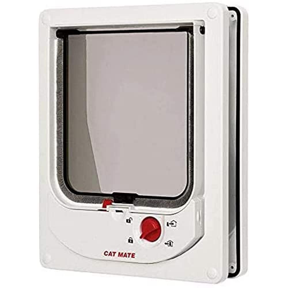Cat Mate Electromagnetic 4-Way-Locking Cat Flap With 2 Collar Keys - White