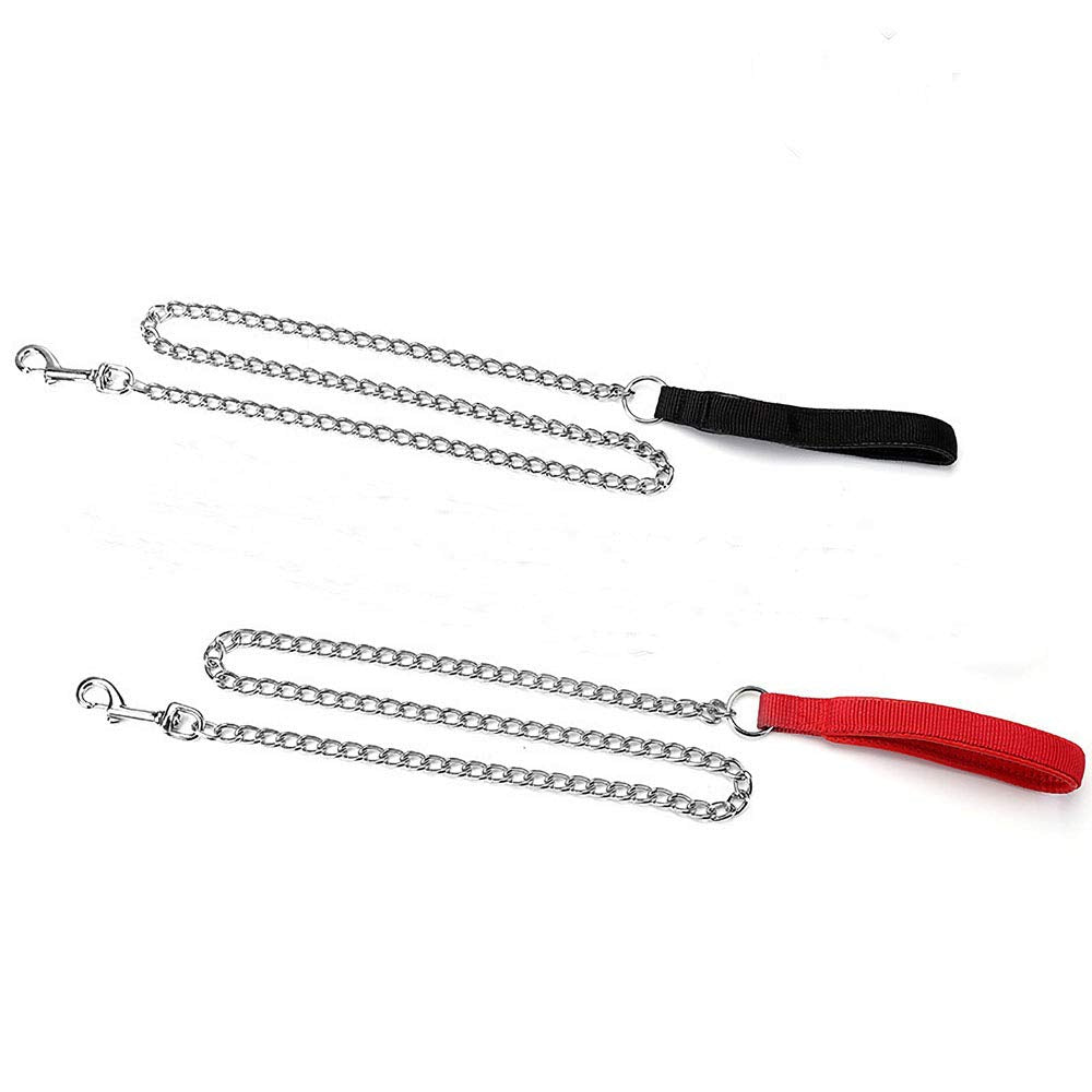 Petiry 7 Feet Chain Leash Chew Proof Metal Dog Leash With Soft Padded Handle,Black