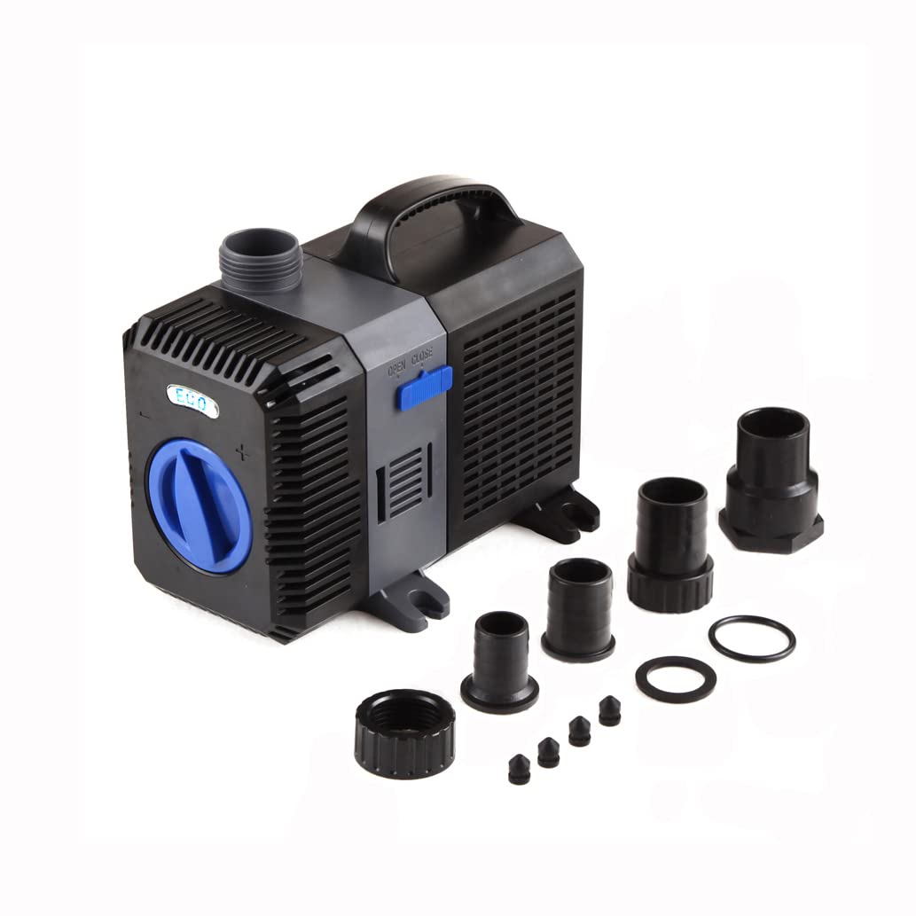 Trupow Flow Adjustable Frequency Electric Inline Garden Submersible Pond Filter Pump For Fish Tank Fountain Aquarium Waterfall Koi Salt Fresh Water (1000Gph)