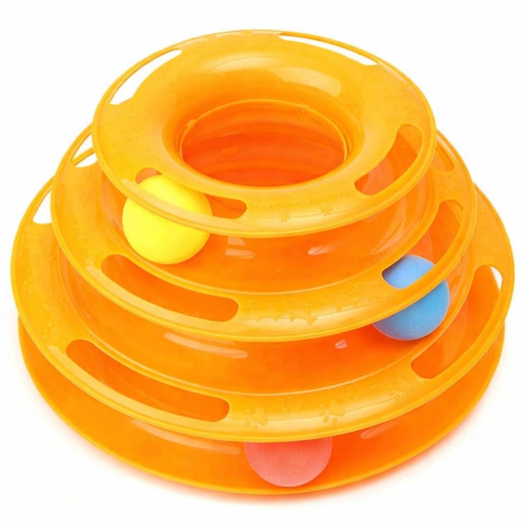 Kittupet Interactive 3 Layers Cat Toy Tower Track Roller With Colorful Balls For Cats And Kittens Mental And Physical Exercise (