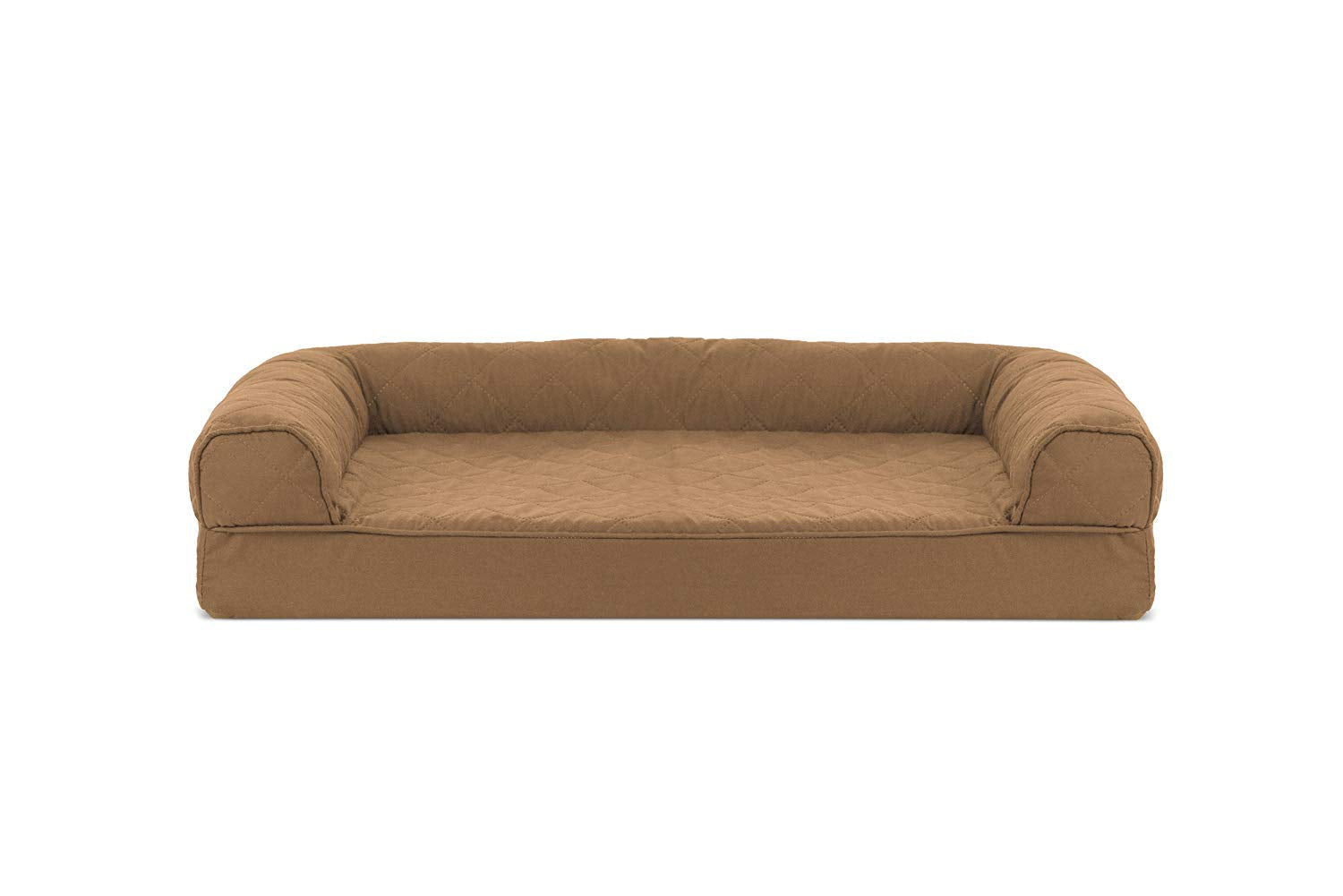 Furhaven Medium Orthopedic Dog Bed Quilted Sofa-Style W/ Removable Washable Cover - Toasted Brown, Medium
