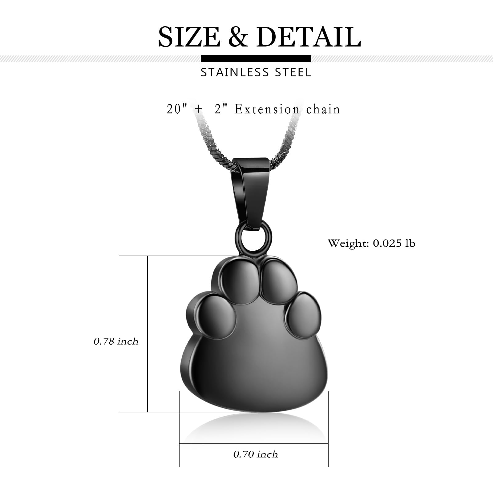 Yinplsmemory Paw Print Urn Necklace for Ashes for Pet Cremation Jewelry for Dog/Cat Ashes Keepsake Necklace Memorial Ash Holder