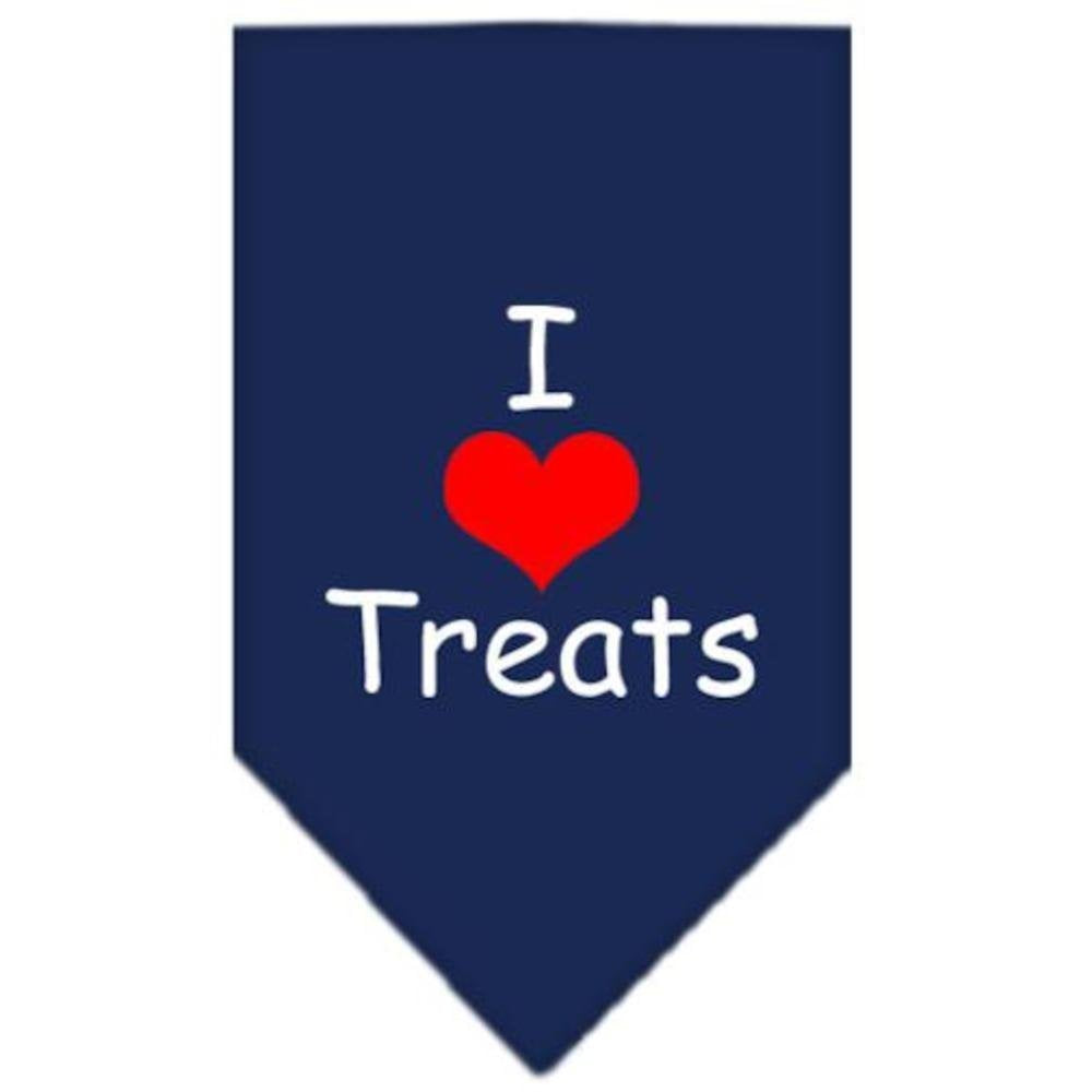 Mirage Pet Products I Heart Treats Screen Print Bandana for Pets, Large, Navy Blue