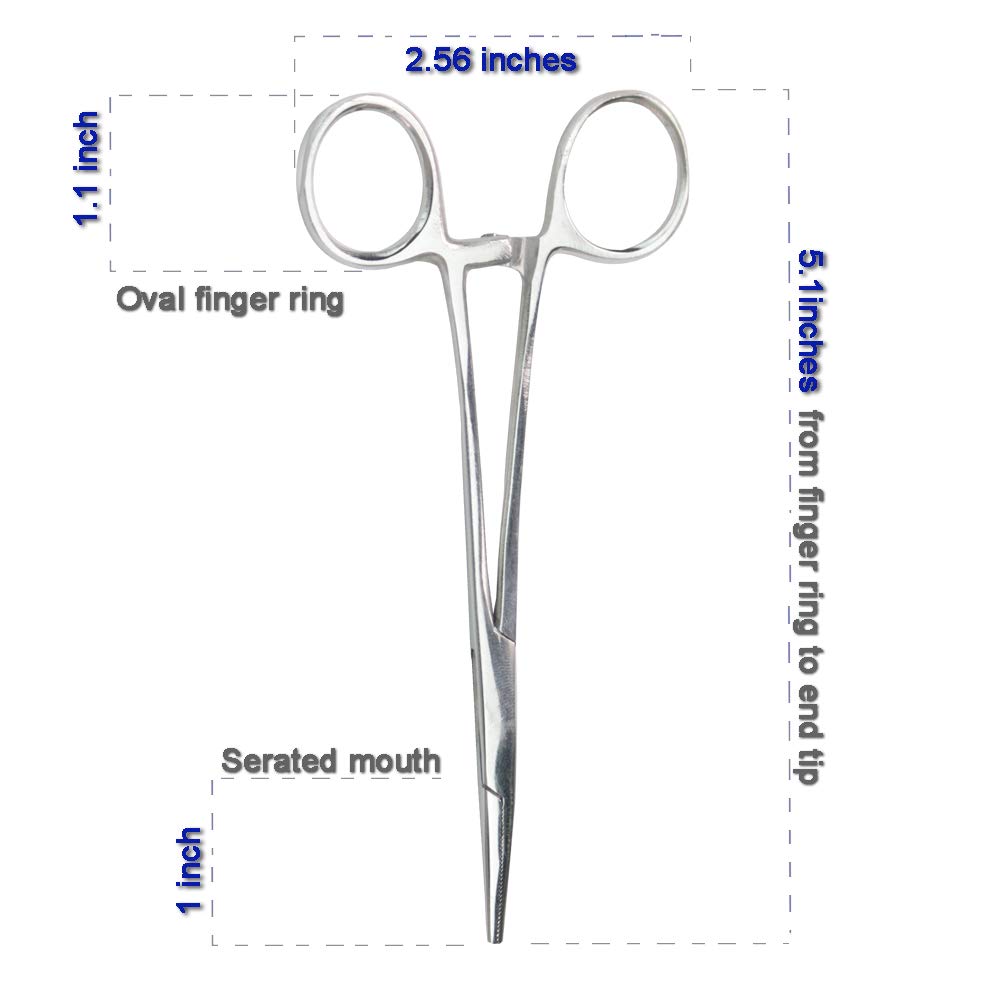 Chi-buy Pets ears/nose hair Puller Straight & Curved full serrated, stainless steel Home Hemostat Locking Forceps, Professional